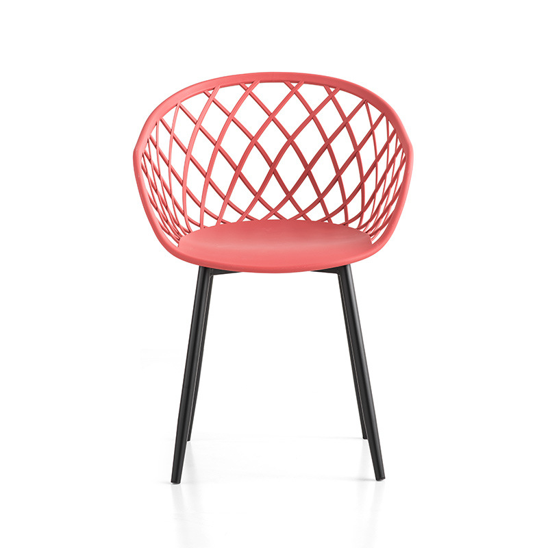 Современная наружная мебель PP Пластиковая металлическая рама Chaise Plastique Agchair Красные садовые стулья