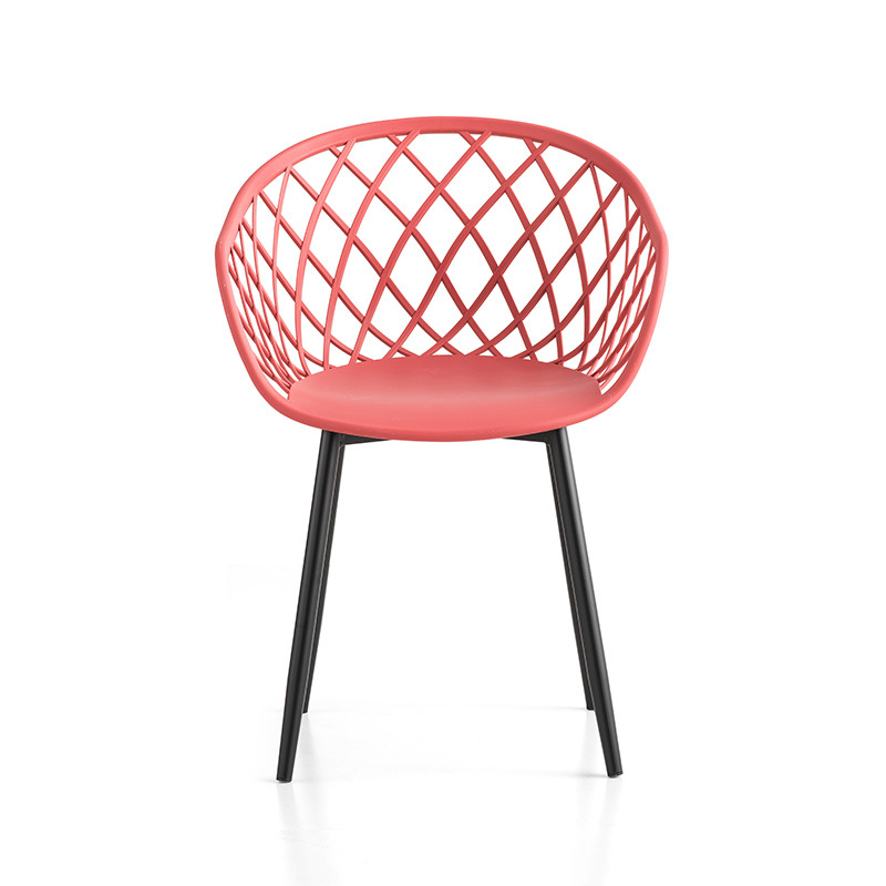 Современная наружная мебель PP Пластиковая металлическая рама Chaise Plastique Agchair Красные садовые стулья