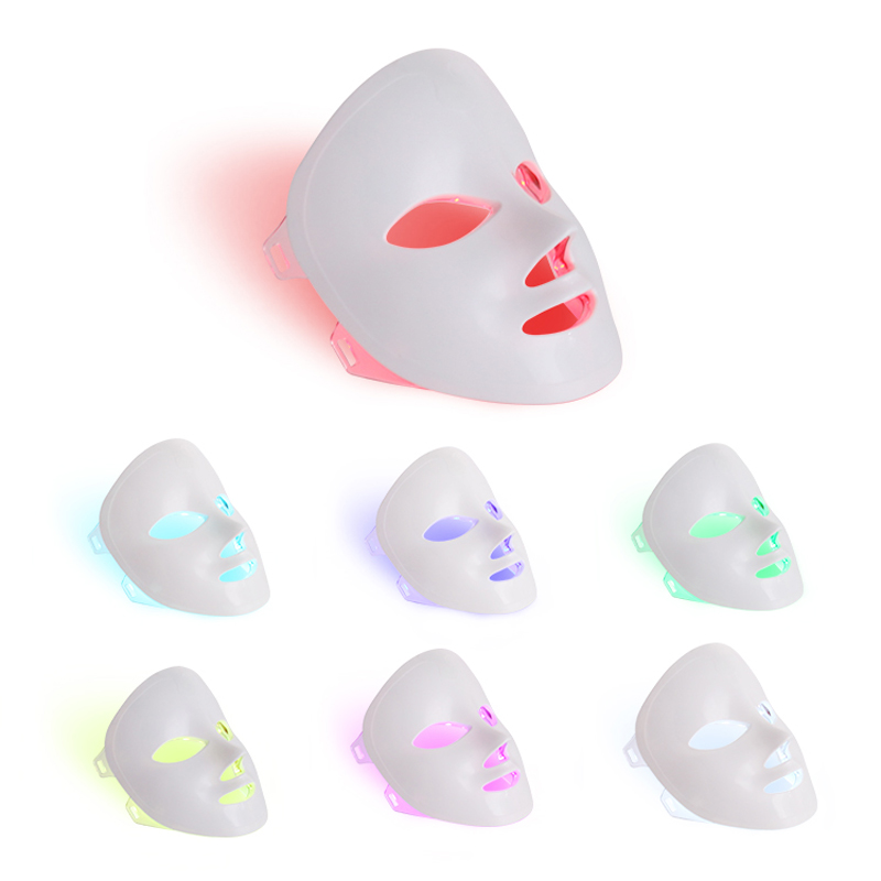 7 Цветов Светлостная лицевая поверхность светодиодная маска Маска Легкая терапия для домашнего использования, светодиодная терапия терапии для ухода за лицом лица - синий красный свет для маски фотонной маски для прыщей - Корея PDT.