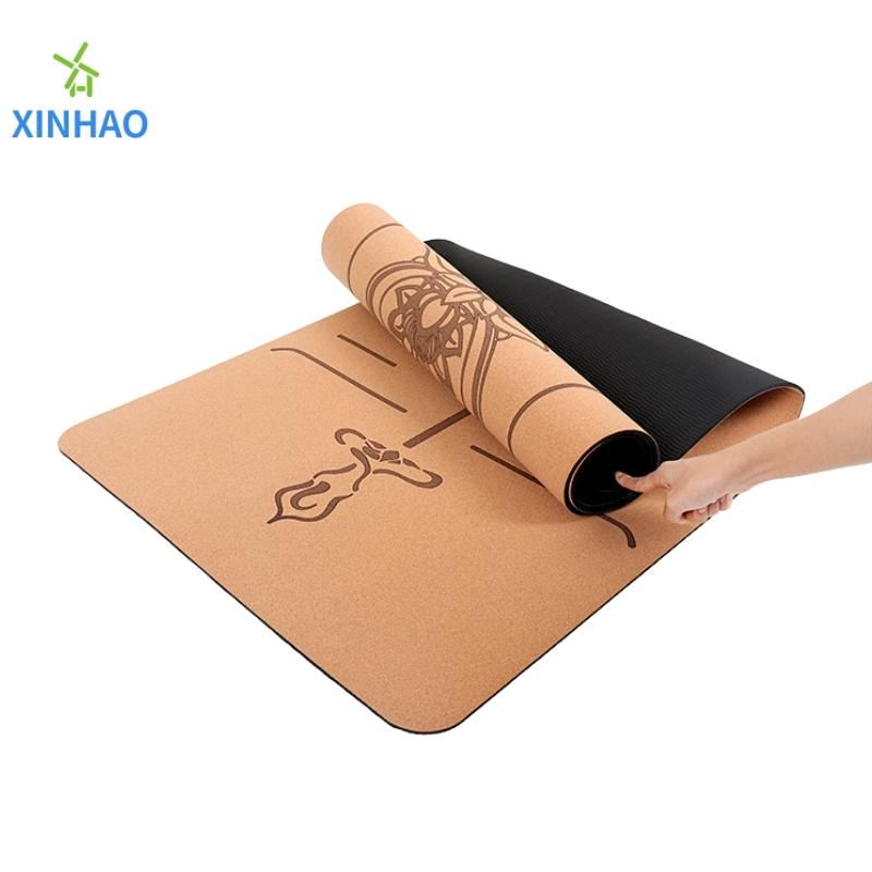 Amazon Best Spelling Cork PU Rubber Yoga Mat Wholesale, 4 мм/5 мм PU Rubber Rubber Cork без скольжения коврик для йоги, поддержка пользовательского логотипа или печати