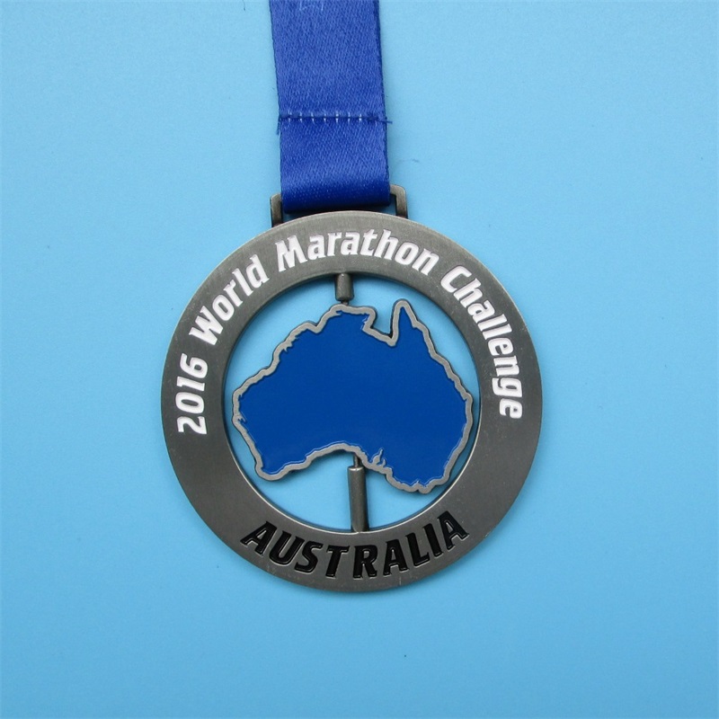 Мягкая эмалевая серебряная металл красочная карта джигонава мировой марафонский комбинированные медали