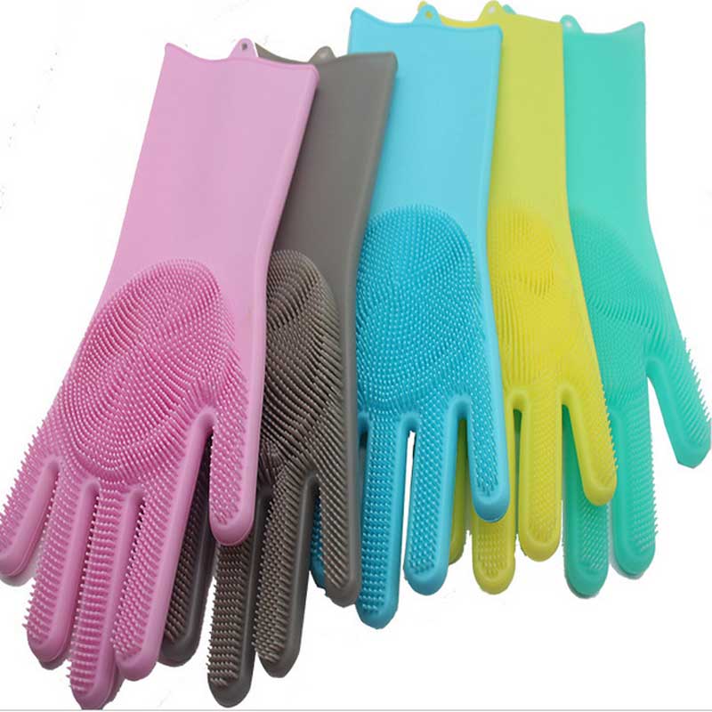 Кухонные чистящие перчатки для бытовых перчаток резиновые шайбы перчатки для мытья посуды Силиконовая перчатка для мытья посуды,