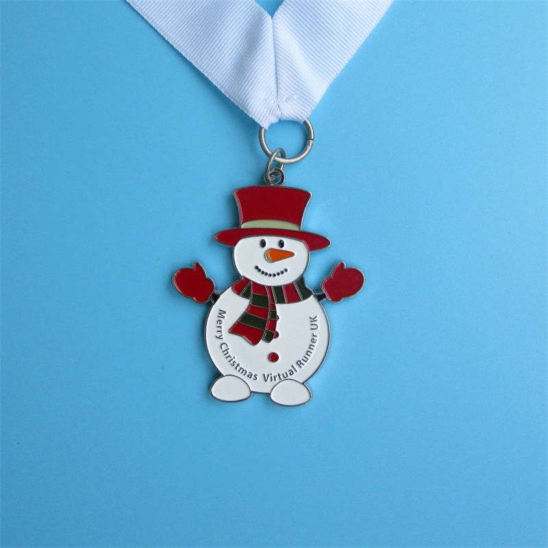 Бесплатный профессиональный дизайн рождественский металлический подарок снежный человек, медальон, подвесная спортивная медаль