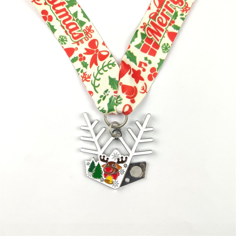 Серебряная медаль Санта -бегут медали Подарок на заказ на Рождество