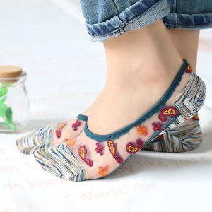 Летняя горячая распродажа невидимая красочная модная хрустальная шелк шелк с низким разрешением женщин прозрачные носки