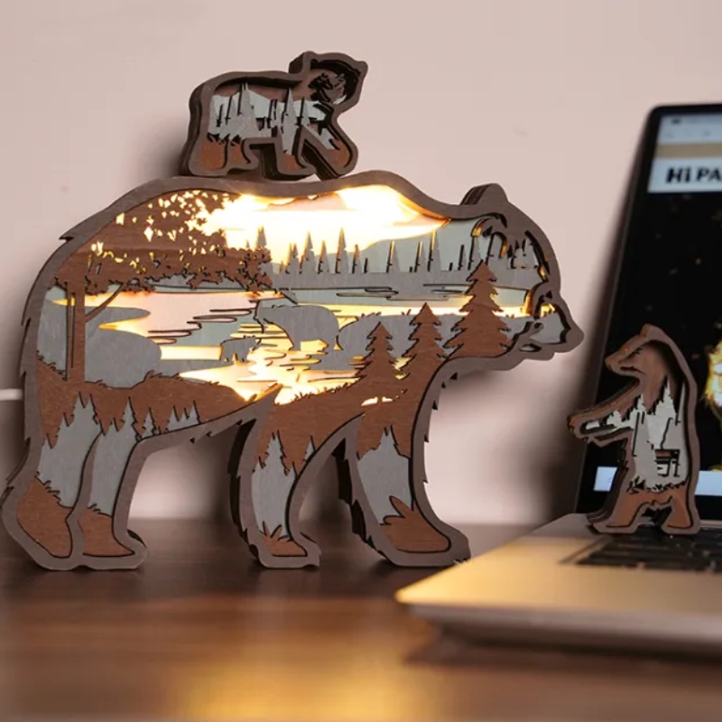 3D деревянные украшения животных белого медведя