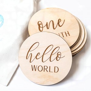 Деревянный артефакт беременная детская месяца Milestone Card Деревянная ежемесячная памятная карта Расположение карты