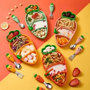 Радиная обеденная тарелка силиконовой детской чаши для всасывающей чашки детей ~ Сваренная посуда для детской вспомогательная п...