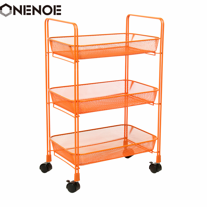 Onenoe Design Modern Metal Mesh 3-уровневая организатор хранения многоцелевой коммунальный холм Cloting Chitle Heavy Duty сильная тележка для хранения тележки с корзинами с корзинами
