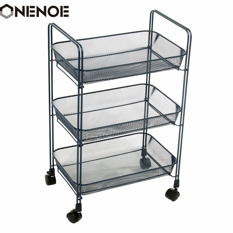 Onenoe Design Modern Metal Mesh 3-уровневая организатор хранения многоцелевой коммунальный холм Cloting Chitle Heavy Duty сильная тележка для хранения тележки с корзинами с корзинами
