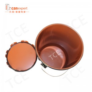 Осуществленная пустая металлическая оловянная краска ведро стальное железное бело -покрытие бочонок с ручкой и крышкой цветов