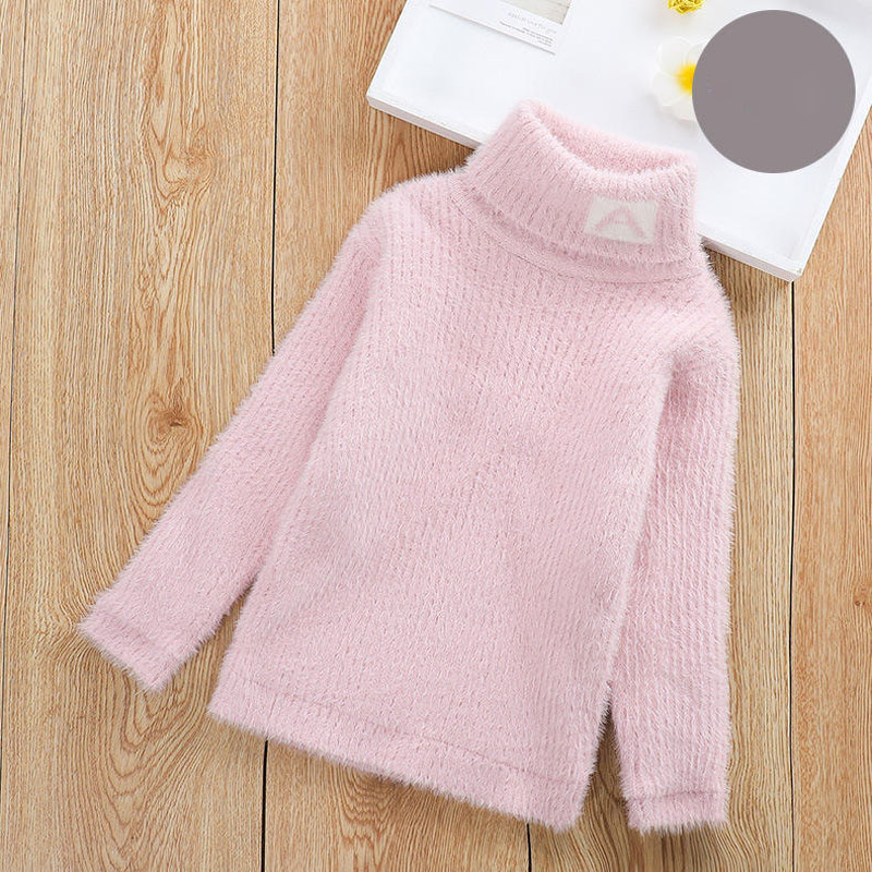 Одежда с высокой шеей плюшевые свитера детская одежда младенца детские дети вязают свитера