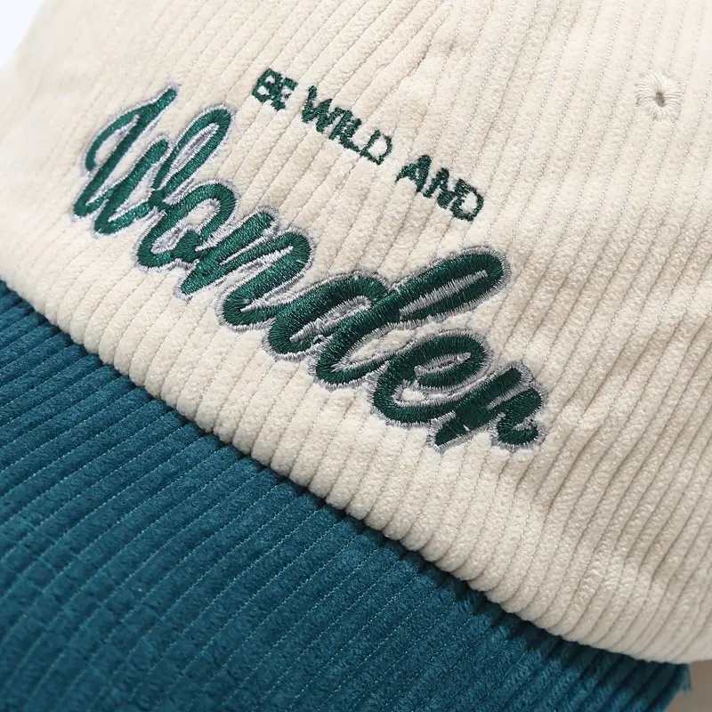 Оптовая индивидуальная дизайнерская вышивка логотип Corduroy Dad Hat Vintage 6 панель бейсбольная шляпа мода Случайные бейсбольные шляпы