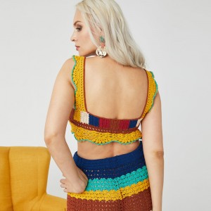 Глубокий V-образный выстрел вязаный крючок сексуальный женский свитер