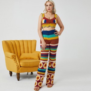 Глубокий V-образный выстрел вязаный крючок сексуальный женский свитер