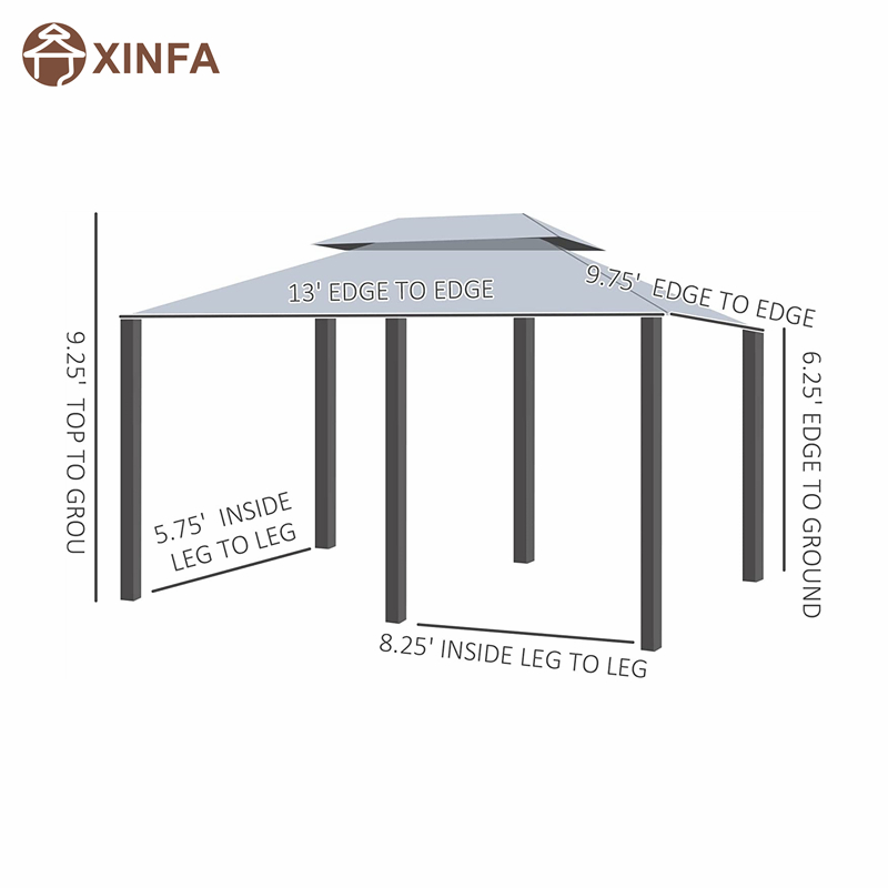 10 \\ 'x 13 \\' Outdoor Soft Top Gazebo Pergola с шторами, двухуровневая стальная рама беседка для внутреннего дворика, Sage Grey