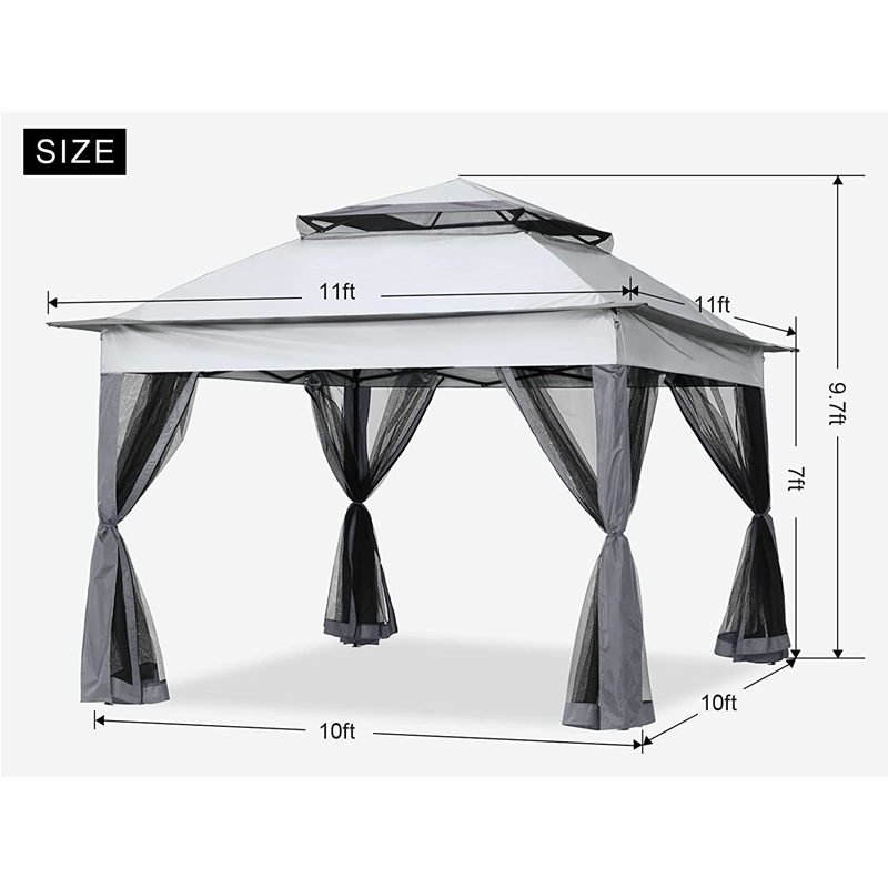 Садовые принадлежности Pergola Aluminum Outdoor Gazebo Outdoor Использование с комаройной сетью, серый