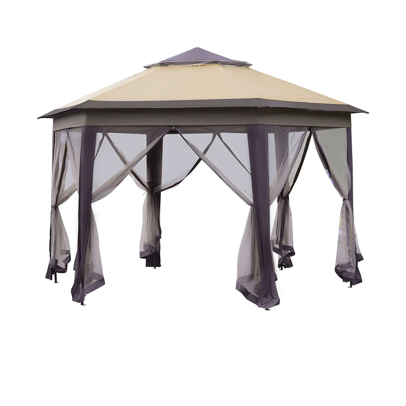 13 \\ 'x 13 \\' Pop Up Gazebo Hexagonal Canopy с 6 сеткой сетки на молнии, 2-уровневой палаткой на крыше с прочной стальной рамой