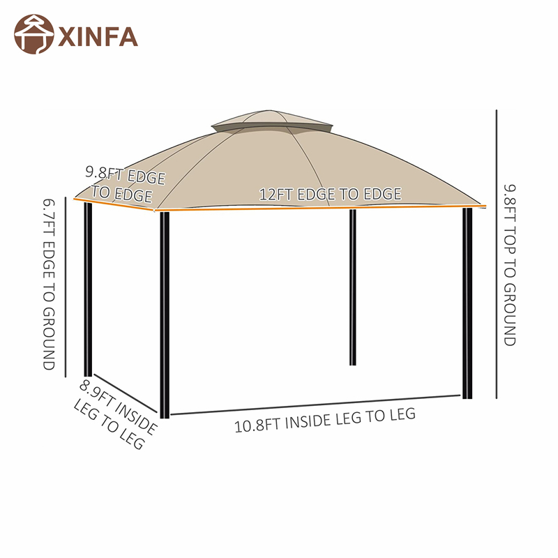 12 \\ 'x 10 \\' 2-уровневое наружное беседка палатка для внутреннего дворика с боковыми стенками сетки на молнии, бежевый