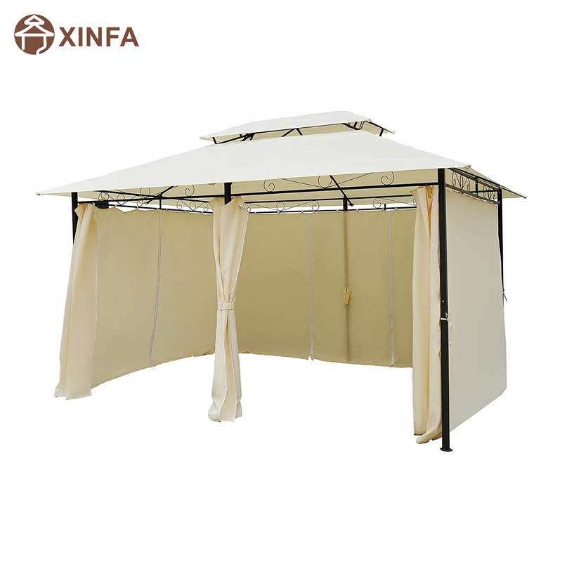 10 \\ 'x 13 \\' Outdoor Soft Top Gazebo Pergola с шторами, кремовая белая двухуровневая стальная рама беседка для внутреннего дворика