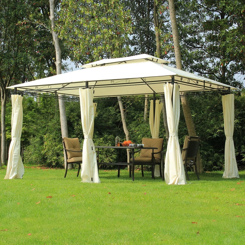 10 \\ 'x 13 \\' Outdoor Soft Top Gazebo Pergola с шторами, кремовая белая двухуровневая стальная рама беседка для внутреннего дворика