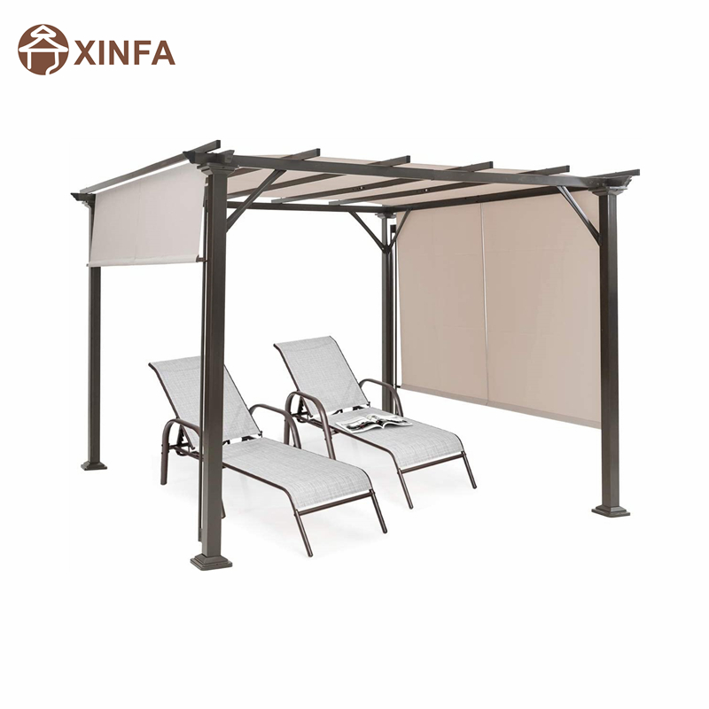 10 \\ 'x 10 \\' Outdoor Pergola, конструкция оттенка мебели для патио, открытая стальная беседка с выдвижными оттенками навеса