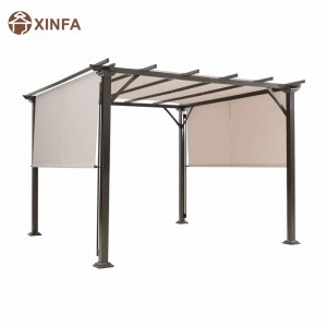 10 \\\\ \'x 10 \\\\\' Outdoor Pergola, конструкция оттенка мебели для патио, открытая стальная беседка с выдвижными оттенками навеса