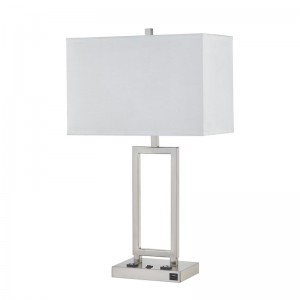 Настольная лампа Gatsby с матовой отделкой никеля, двумя розетками, выключателем на/off Rocker и USB -портом