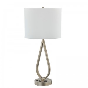 Лампа на стойке для сна с антикварной серебряной отделкой, настольная лампа, удобная розетка и USB -порт