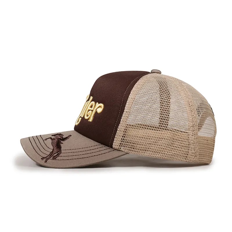 Хорошее качество пользовательское 3D -вышитое логотип 5 панель Gorras Foam Mesh Trucker Cap Hat для мужчин