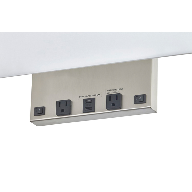 Eagles Landing Hotel Прямоугольная настенная лампа с матовой отделкой никеля, два на рокеровских переключателях/off, две удобные розетки и ...