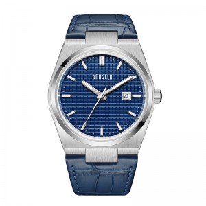 Baogela 40 мм мужские бизнес -часы Quartz Sport Casual подлинные кожаные наручные часы 50 ТМ водонепроницаемые мужские часы Relogio Masculino 22802