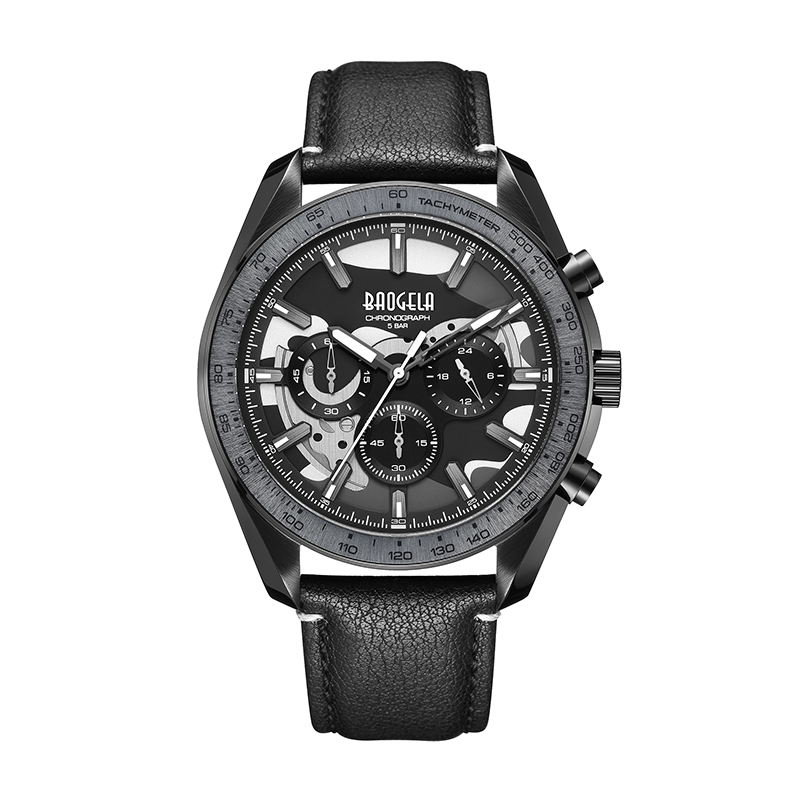 Baogela New Luxury Men Sport Quartz мужской хронограф календарь Япония Движение 50BAR Top Brand Часы подлинные кожаные наручные часы 22804