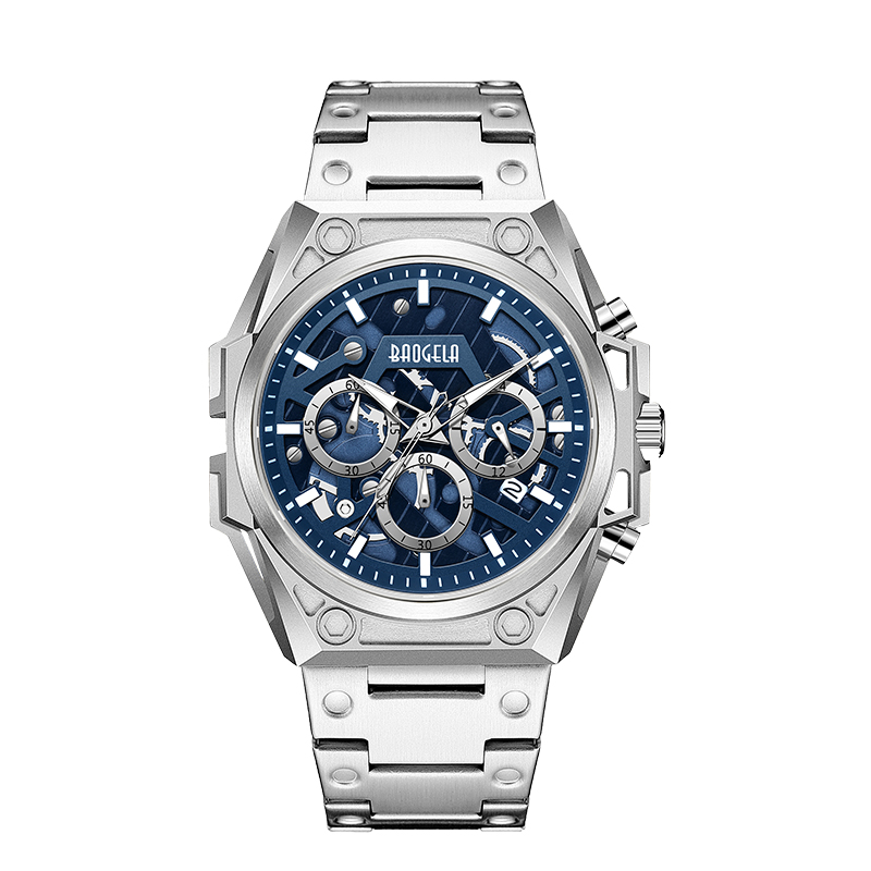Baogela Watch Men Mens Tuxury Steel Brand военные спортивные наручные часы кожаные ремешки хронограф Quartz Watch 22605