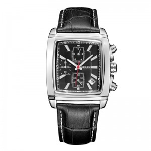 Baogela прямоугольник циферблат кожаный ремешок для мужчин повседневный синий хронограф Quartz Watches Man Birstech Montre Reloj чasы mumжsk 22607