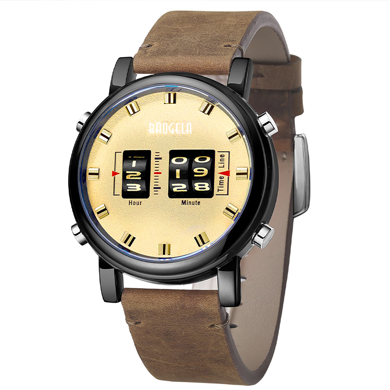 Baogela Fashion Men ~ Roller Design Design Clock Men Quartz Wath