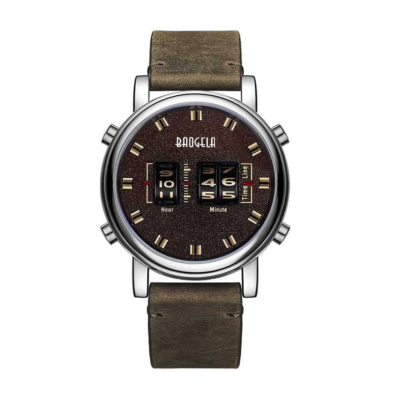 Baogela Fashion Men ~ Roller Design Design Clock Men Quartz Wath