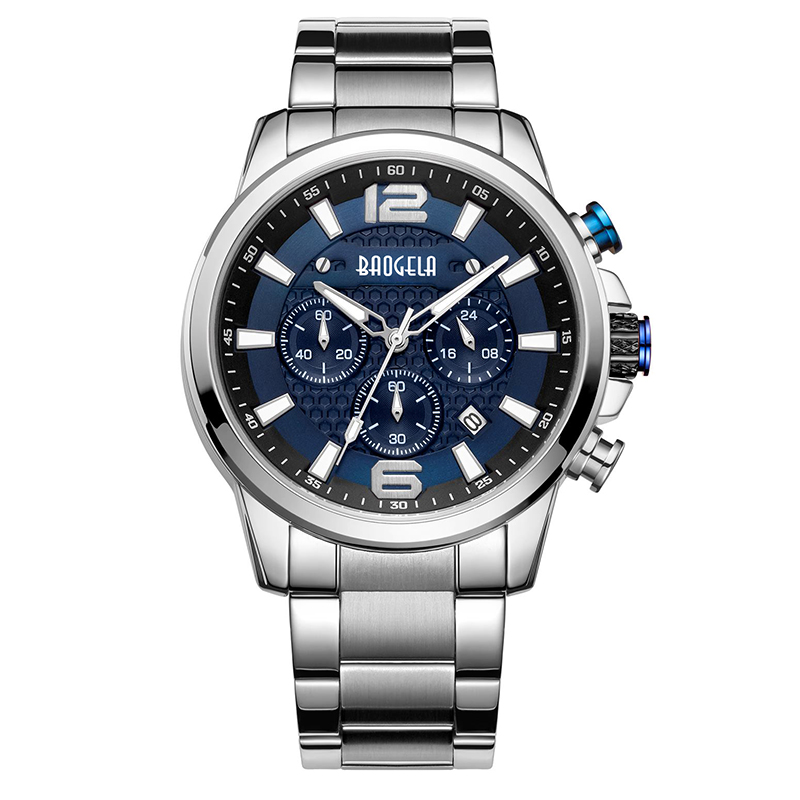 Baogela Watches for Men New Chronograph Quartz Watch Роскошные наручные часы из нержавеющей стали Relogios Masculino чaSы mumжskie 22706