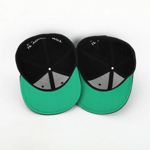 Custom 6 панель Black Back Back Fit Gorras Cap Fitted Hat 3D -вышивка логотип Green Underbrim Hip Hop Snapback