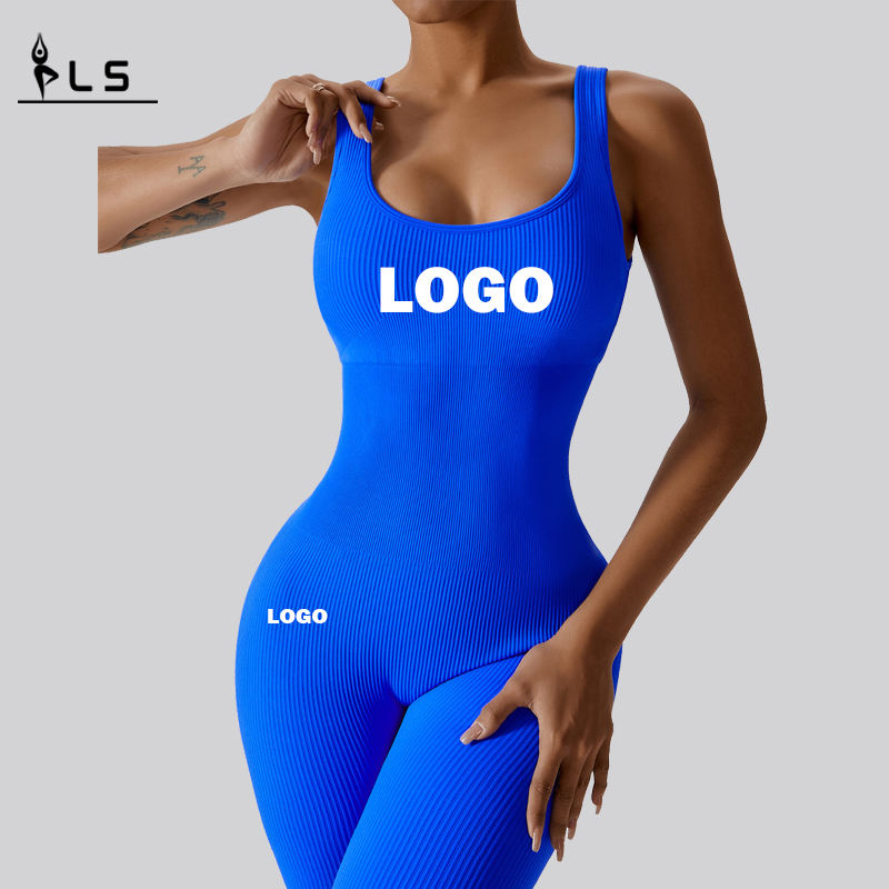 SC10711 Custom Fitness Sports Jumpsuit Gym Tomper Romper Бесплатный ребристые часы тренировочные боди йоги йога