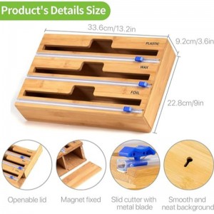 3 в 1 диспенсер упаковки с резаком, полиэтиленовой пленкой, алюминиевой фольгой и диспенсером из вощеной бумаги для кухонного ящи...