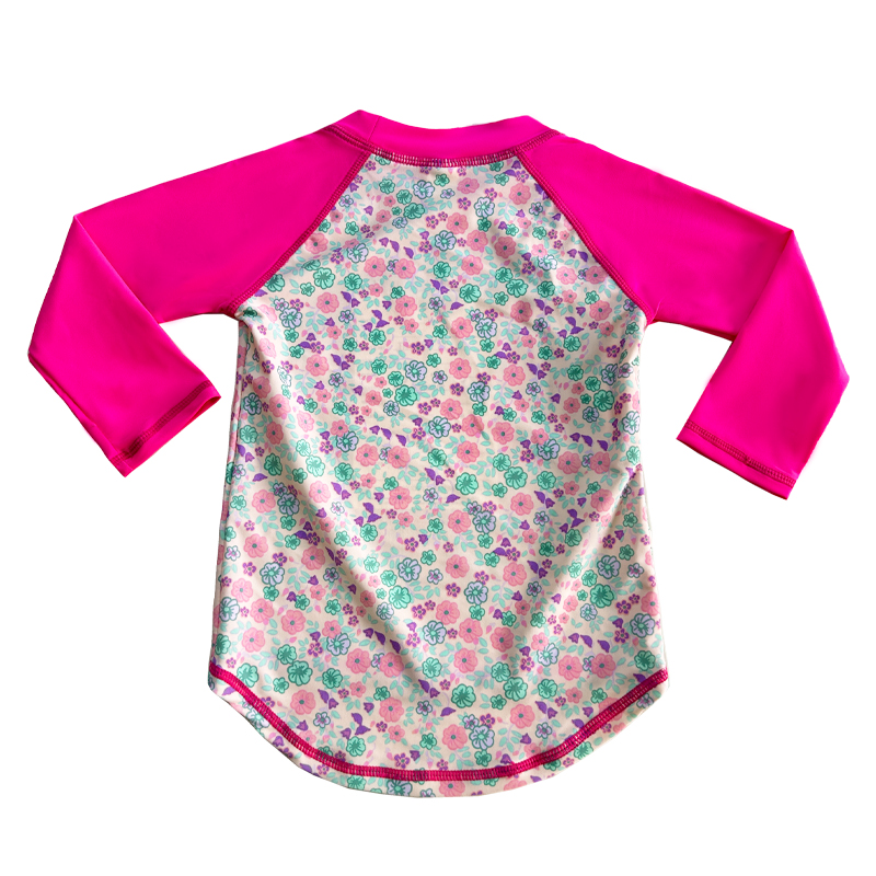 Цветочный дизайн Color Contrast Solid Color Baby Swimsuit Top