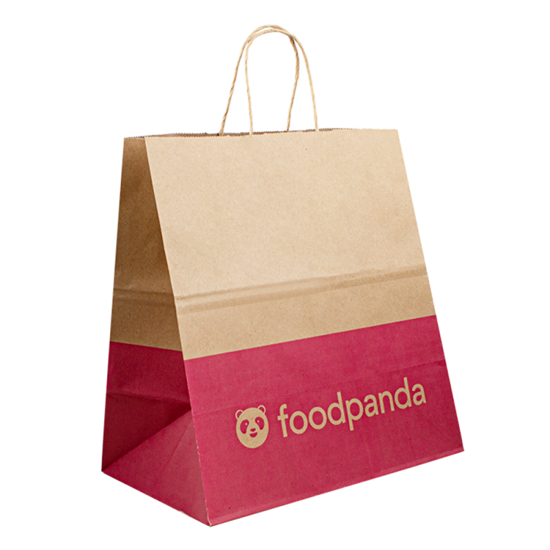 Сумки для упаковки с едой для упаковки для упаковки бумажного пакета с логотипом, доставка бумажных пакетов для еды, коричневая бумага Kraft Back Custom