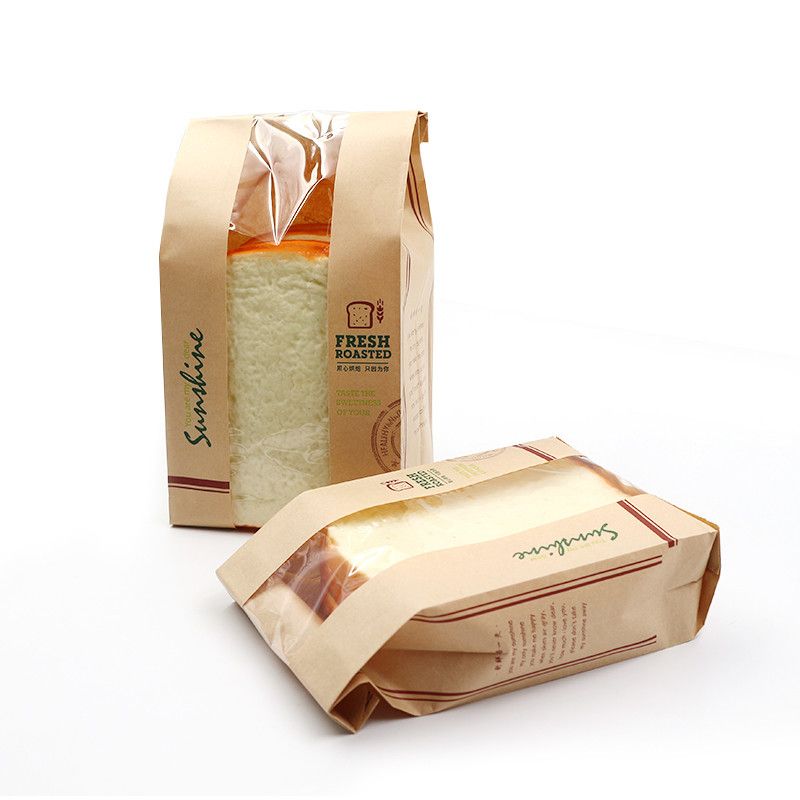 Тост бумажный пакет Устойчивые хлебобулочные сумки Kraft с окном