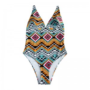 Цветочный национальный стиль широкий ремешок цельный купальник темперамент