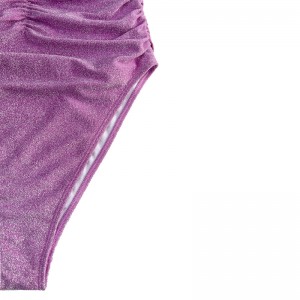 Фиолетовый серебряный без бретелек без бретелек плиссированный цельный купальник