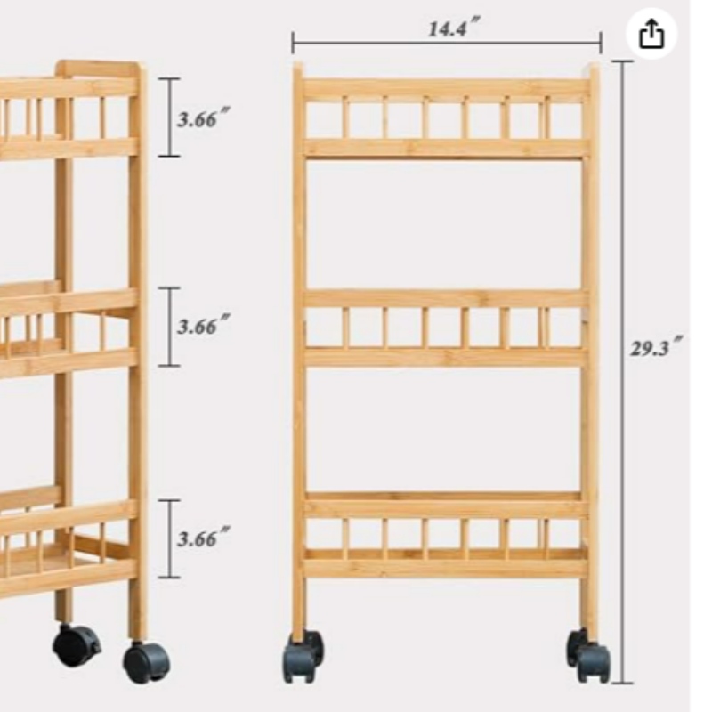 Бамбуковая 3-уровневая кухонная съемная корзина для хранения, Slim Slide Out Rolling Pantry полка