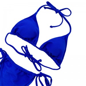 Прусский синий бретек-ремешок сексуальный треугольник Кубок с двумя частями купальники