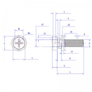 Болт с крестообразным шестигранником с углублением и пружинной шайбой