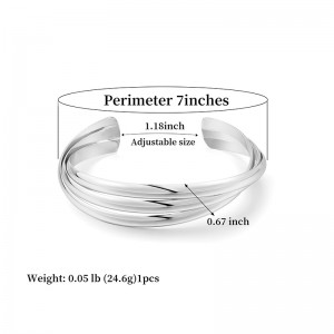 Hongde Classic простой мульти-слой серебра-позолоченный открытый браслет